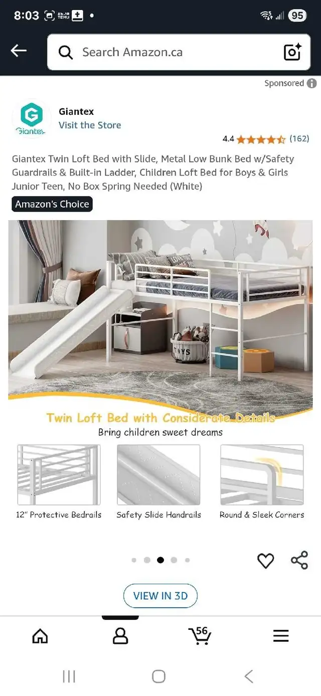 KIDS/TODDLERS/PLAYROOM/Giantex Twin Loft Bed with Slide, Metal L in Beds & Mattresses in City of Montréal - Image 6
