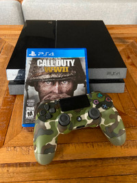 Sony PlayStation 4 PS4 with Controllers and Call of Duty WWII