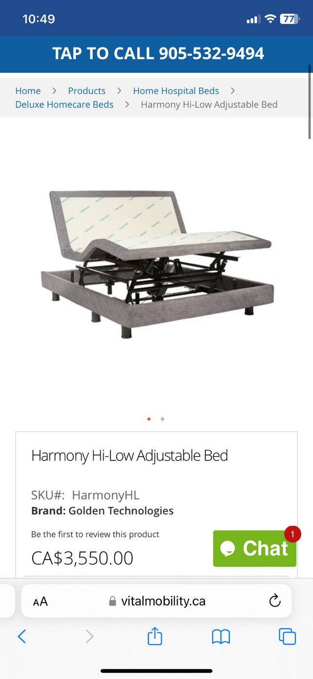 Harmony Hi Lo adjustable base - Twin XL in Bedding in Winnipeg