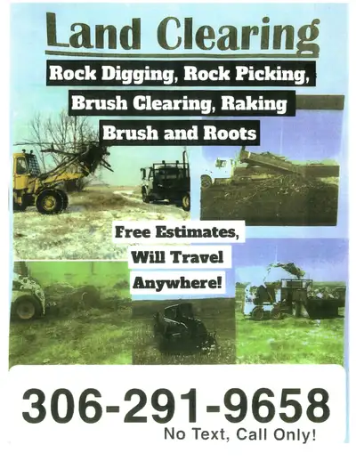 Land Clearing - Rock Digging, Rock Picking, Brush Clearing, View more