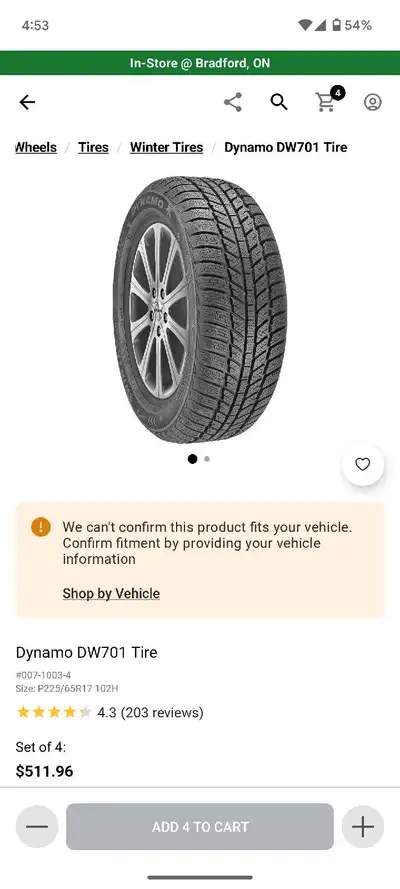 225/65R17 dynamo winter dw701 set. Tread between 30% to 60%. DOT 2420
