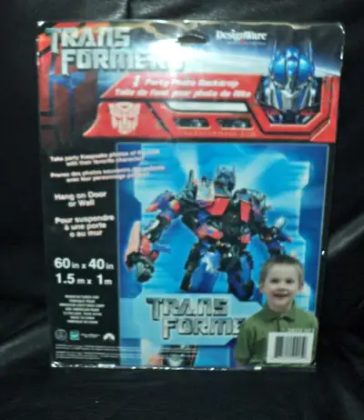 ....... .......... .... transformers party photo back drop 60 in x 40 in..1.5 m x 1 m 9 ( HUGE ) han...