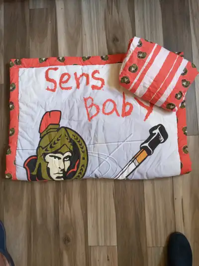 NHL Ottawa Senators SENS Baby 2-PC Crib Bedding Set For Baby Boys Comforter and Fitted Sheet Set Mad...