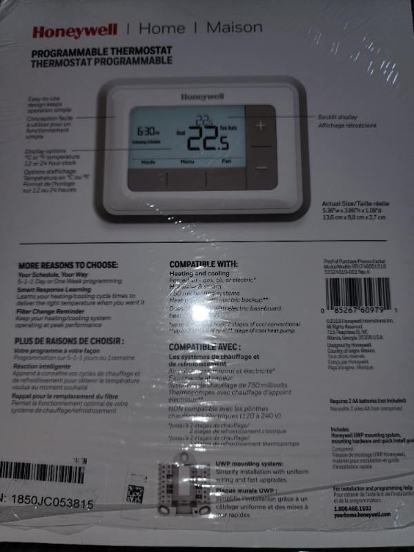 Programmable thermostat- Honeywell in Heating, Cooling & Air in Abbotsford - Image 2