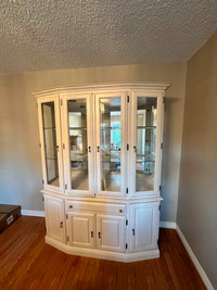 White stained solid oak dining room set