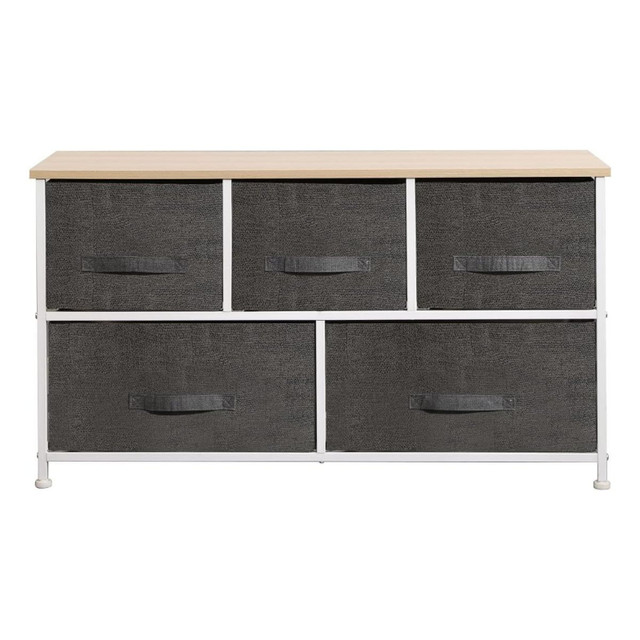 New Dresser • 5 Grey Fabric Bins, Steel Frame, Wood Top in Dressers & Wardrobes in Barrie - Image 2