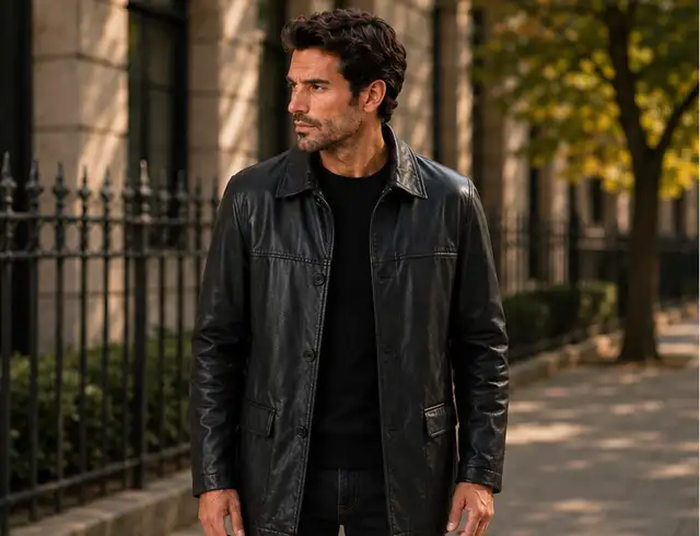 Men’s Classic Black Leather Coat 4XL in Men's in Oshawa / Durham Region - Image 2