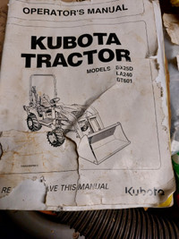 KUBOTA  TRACTOR  Models BX25D... LA240...BT601