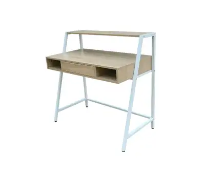 Bureau de travail à vendre: (Bureau Simply avec étagère et tiroir, chêne et blanc- Bureau en gros) c...