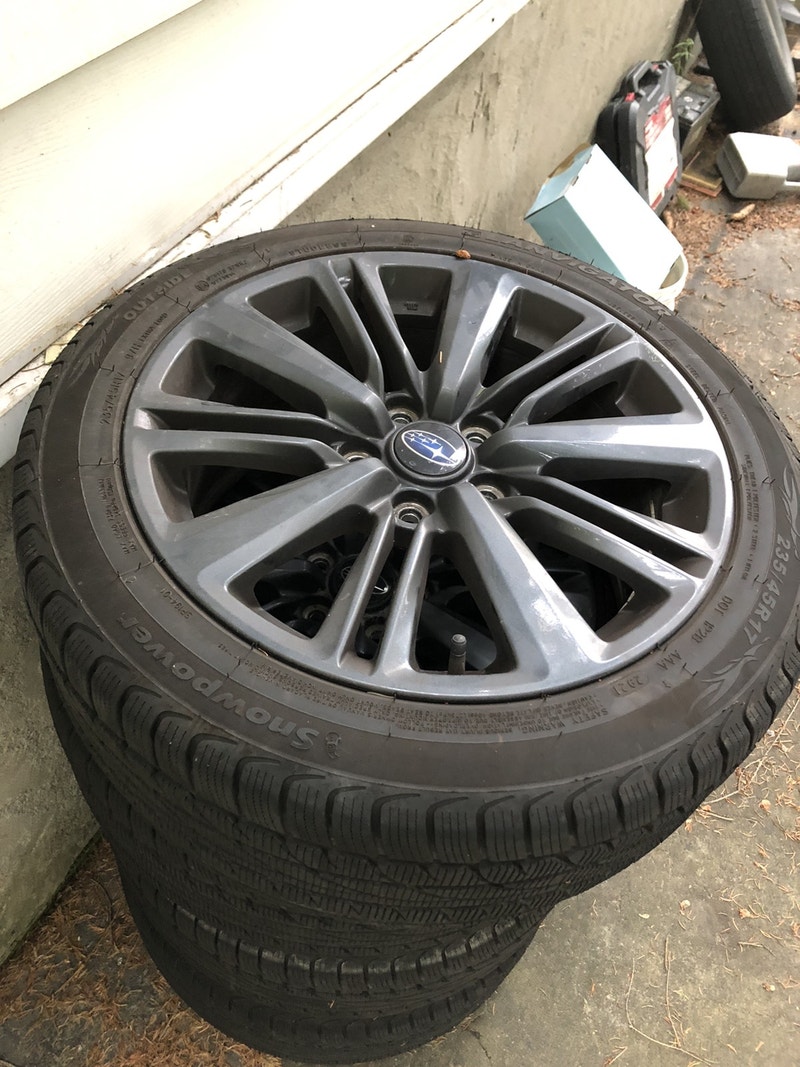15+ wrx base wheels with winters Tires & Rims North Bay Kijiji