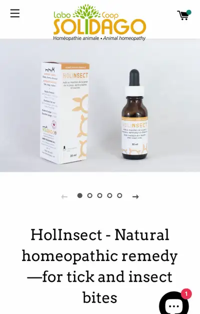 This is a natural homeopathic remedy for tick and insect bites, Solidago HolInsect comes in a 30ml b...