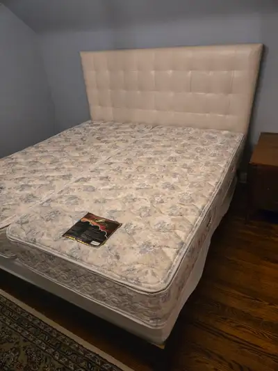 King Size Bed featuring : - Cloud White Leather Headboard - DreamCloud Pocket Coil firm mattresses t...