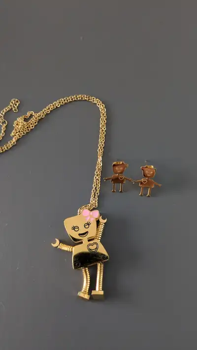 Gold Robot Jewelry Set for Girls – SUPER CUTE, View more