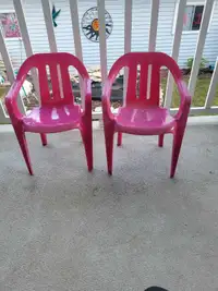 A Pair of Matching Pink Kids Plastic Chairs H21" $10.00 FCFS