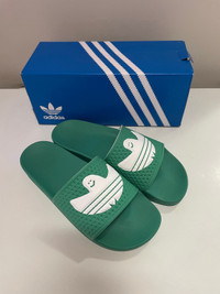 Adidas Green Sliders Flip Flops Size 11