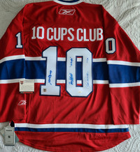 signed MONTREAL CANADIENS 10 Cup Club JERSEY, JSA COA Beliveau