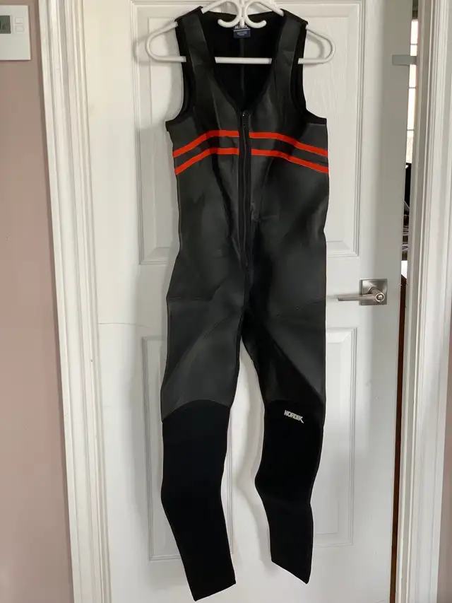 Vintage men’s sleeveless wetsuit and flippers, tall62863275907075121