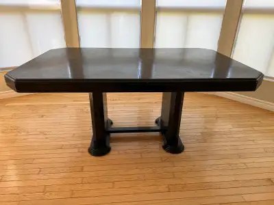 Black Oak Dining Table w/ Leaf – Seats 6–8, View more