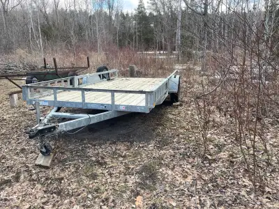 Selling a 2021 True North galvanized trailer. Single axle. 15” steel wheels with galvanized spare. 8...