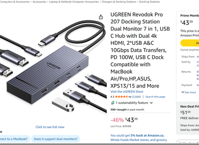 UGREEN Revodok Pro USB C Docking Station Dual Monitor 7 in 1,, View more