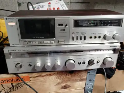 HITACHI AM-FM STEREO RECEIVER SR-5010/STEREO CASSETTE TAPE DECK, View more