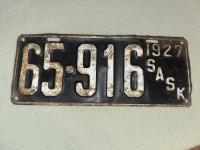 Saskatchewan License Plate 1927