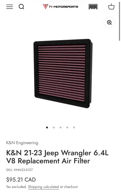 Brand new in box K&N 33-5127 model # Fits Jeep Wrangler 6.4L 392 engine Went cold air route so was n...