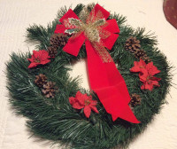 22” Pine Cone & Poinsettia Wreath