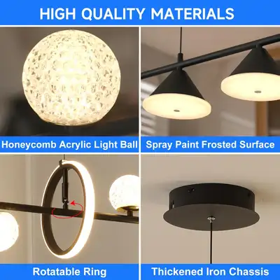 Modern LED Pendant Light - 47in Linear Globe Chandelier, Dimmabl, View more