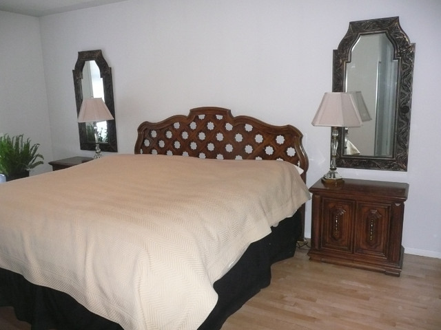 Thomasville Bedroom Set- King (80w X 79 inch long). Burr oak in Dressers & Wardrobes in Calgary