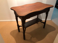 Large Antique Wooden Rectangular 2-tier Accent Table