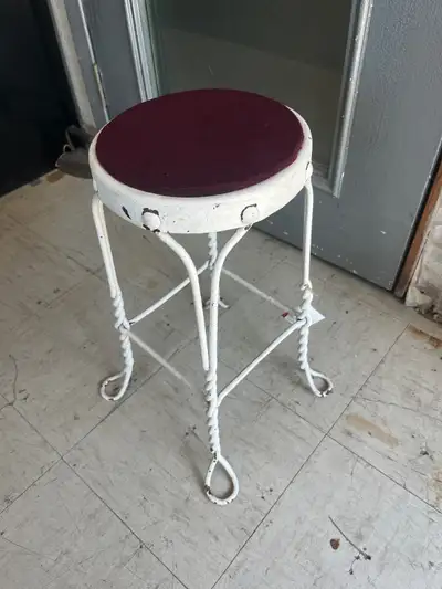 Small Antique Wrought Iron Stool, View more