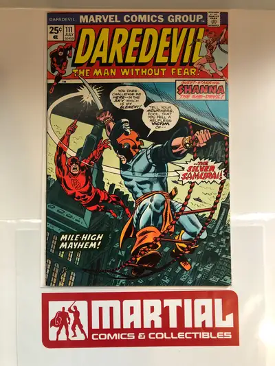 Daredevil comic book issue 111 featuring the first appearance of The Silver Samurai! Approx 7.0 raw...