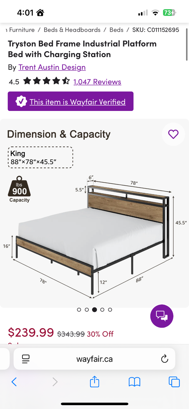 King Bed Frame with Mattress in Beds & Mattresses in Delta/Surrey/Langley - Image 3