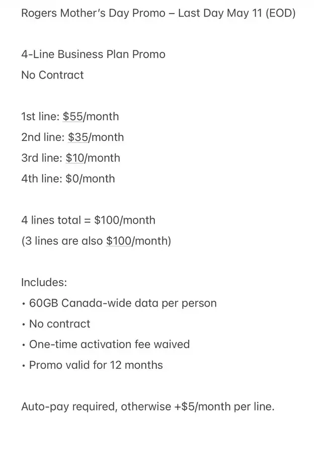Rogers Business Plan – 60GB Canada Plan from $25/line  in Cell Phone Services in City of Toronto - Image 4