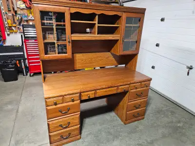 Large Palliser wood desk, lots of storage, View more