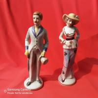 Man and woman high fashion porcelain figures