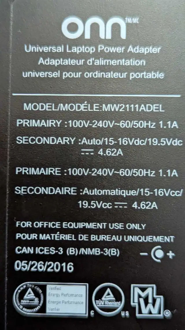 ONN Universal Laptop Power Adapter 90W in Laptop Accessories in Oshawa / Durham Region - Image 3