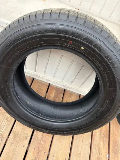 Set of 4 Yokohama Geolander tires. Size 225/65/17; good shape, no nicks or cuts; 5/32” tread; 32,000...