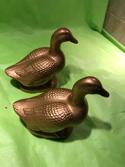 2 vintage porcelain golden duck figurines , View more
