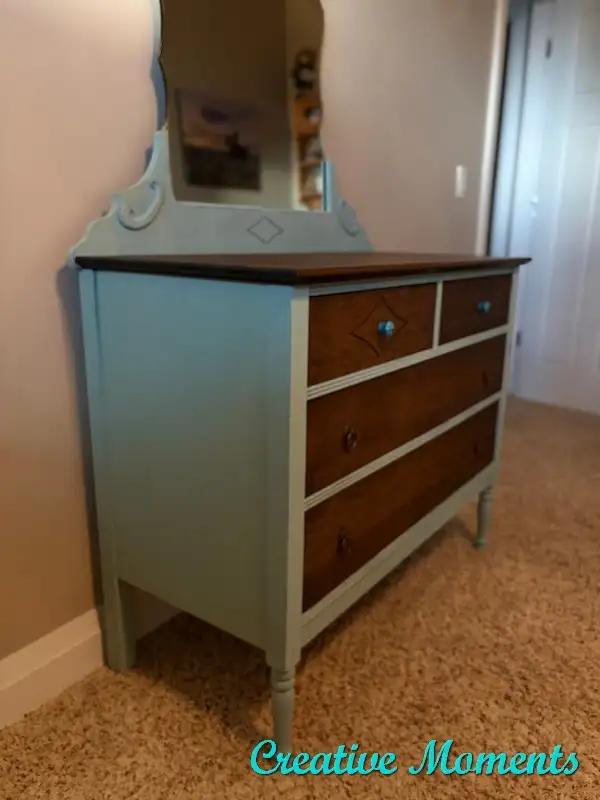 Antique Dresser with beveled Mirror - refinished in Dressers & Wardrobes in Calgary - Image 7