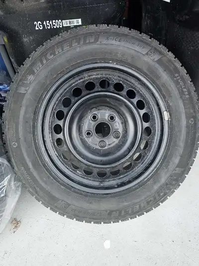 New MICHELIN WINTER TIRES AND STEEL WHEEL SET 225/65/R17, 0mm wear. Used for 3 months from Jan - Apr...