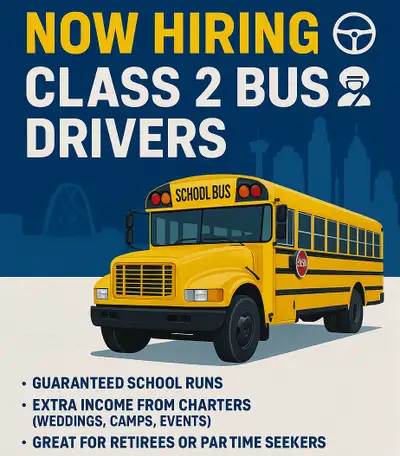 NOW HIRING – SCHOOL BUS & CHARTER DRIVERS (CALGARY), View more