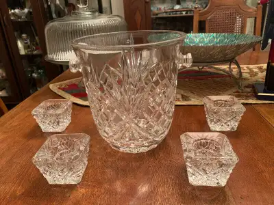 Cristal d’Arque Lead Crystal:  Ice Bucket & Candle Holders, View more