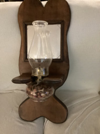 Vintage Wood Mirrored  Holder/ Lamp