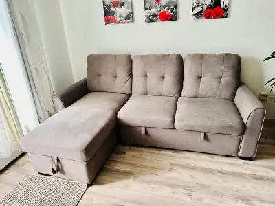 Grey Sectional Sofa in Good Condition - Pets and Smoke Free , View more