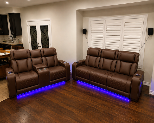 Brown Leather Home Theatre Seating