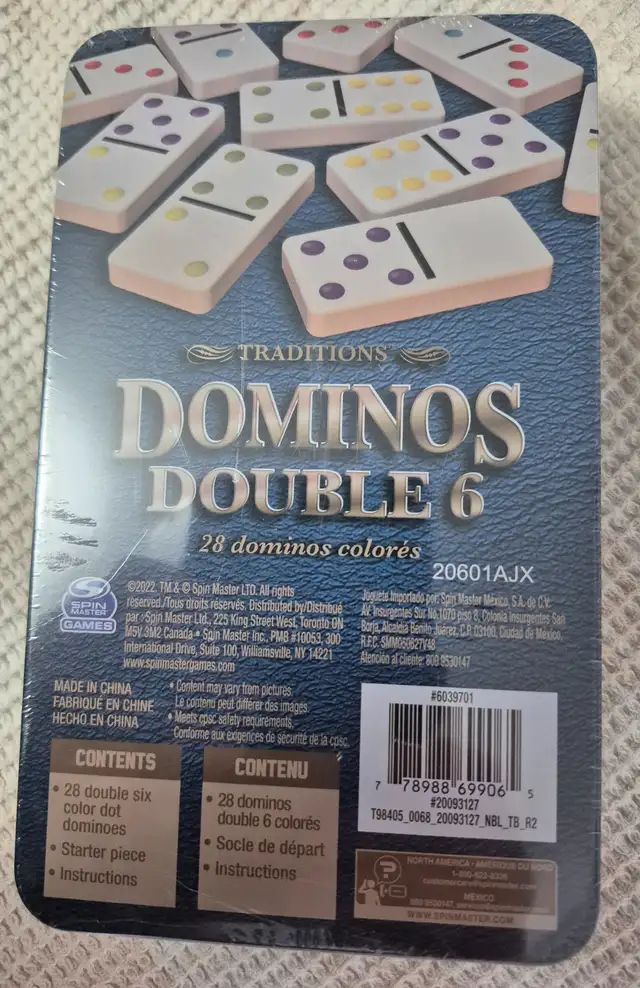 Traditions - Double 6 Dominoes in a Tin – New in Toys & Games in Oshawa / Durham Region - Image 3