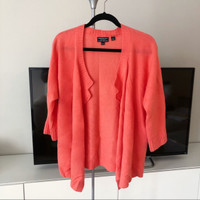 NEW - Repeat 100% Cashmere Coral Pink Women's Cardigan (Size L)