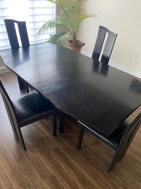 Set de table de cuisine noir en bois massif moderne
